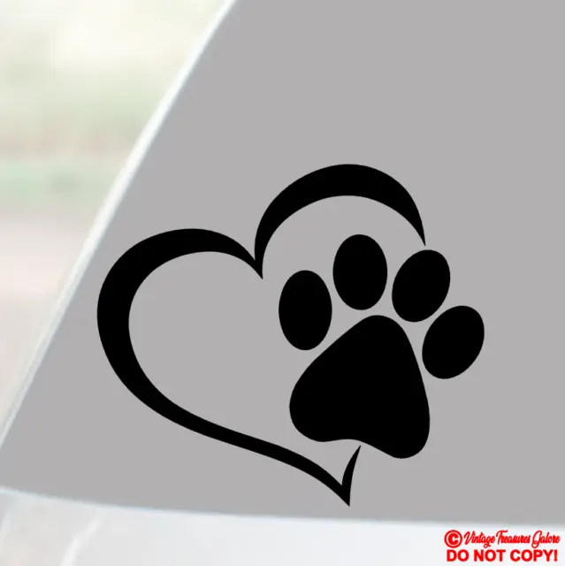 PAW HEART Vinyl Decal Sticker Car Window Bumper PET ANIMAL RESCUE DOG CAT PRINT