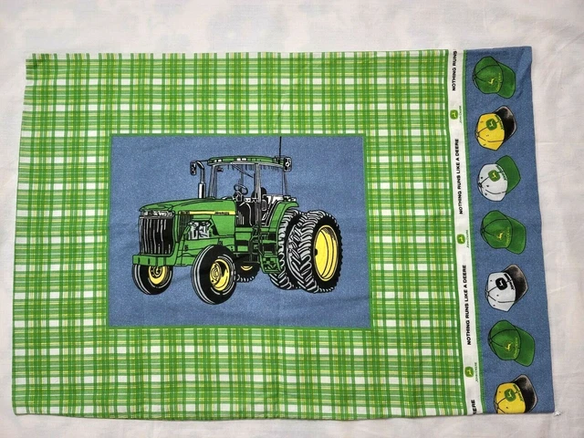 Springs John Deere Tractor Pillowcase Green Plaid Nothing Runs Like A Deere Std