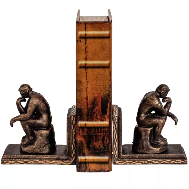 2 Buchstützen Buchständer der Denker nach Rodin Figur Skulptur Eisen Replika