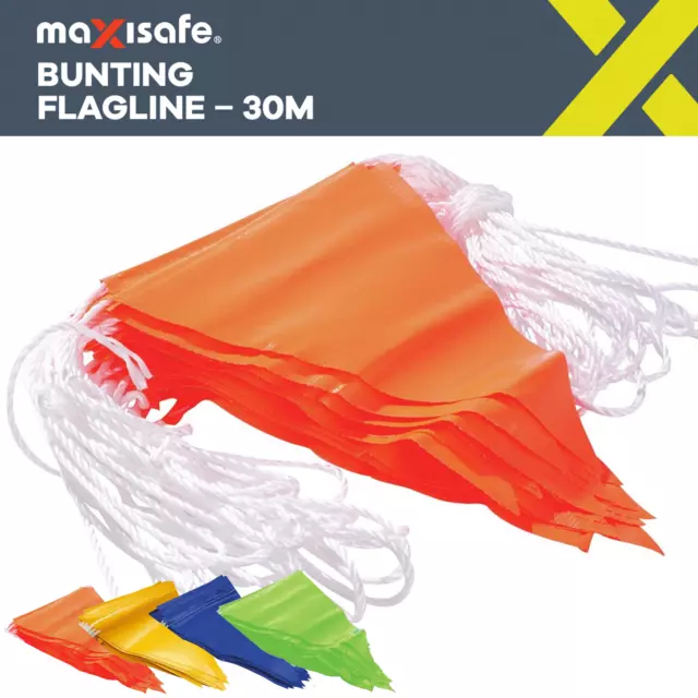 Safety Bunting Orange Safety Flags 30M Triangle PVC Fabric White Rope Flagline