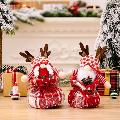 grande calza di Natale decorazione per feste æ— Set di 2 calze di Natale peluche 3D 18 con simpatico gnomo svedese decorazione per la casa 