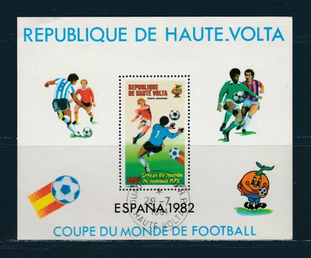 BLOC  Haute Volta  coupe du monde de football Espana 82 oblitéré  1982