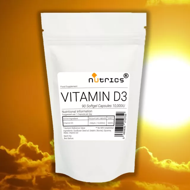 Nutrics® vitamine D3 D-3, 10 000 iu 90 gélules gélules gélules 10000 UI OneADay