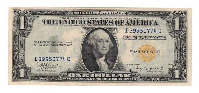 (Fr-2306) 1935-A $1 Silver Certificate (North Africa, yellow seal) UNCIRCULATED