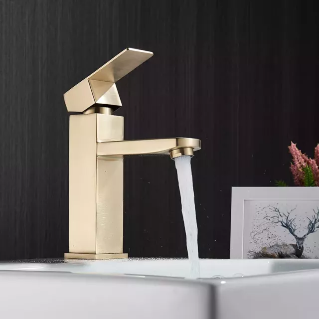 BRASS Bathroom Basin Taps Kitchen Sink Mixer Tap Luxury Brushed Gold Faucet UK
