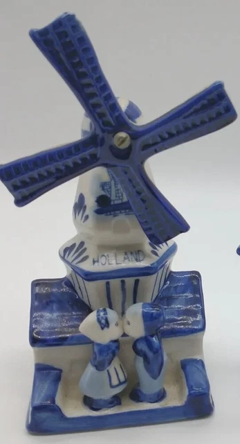 Delft Blue Windmill Porcelaine Figurine White Blue