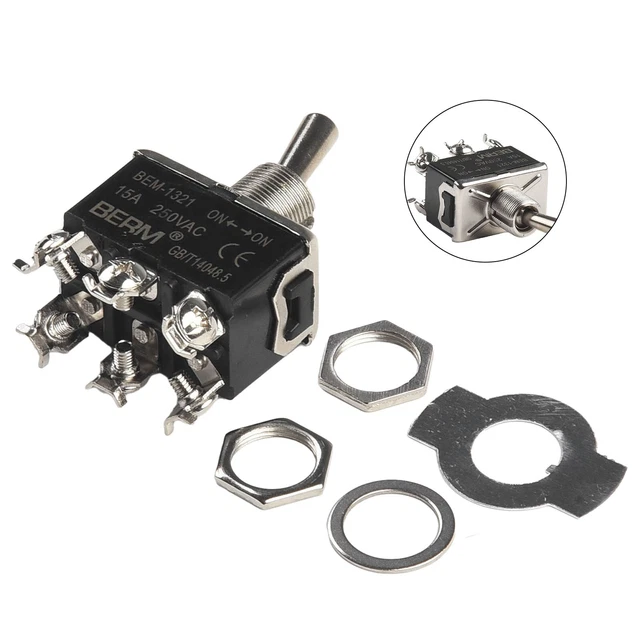 ON/OFF/ON LATCHING TOGGLE Switch Double Pole Screw Terminal 125mm ...