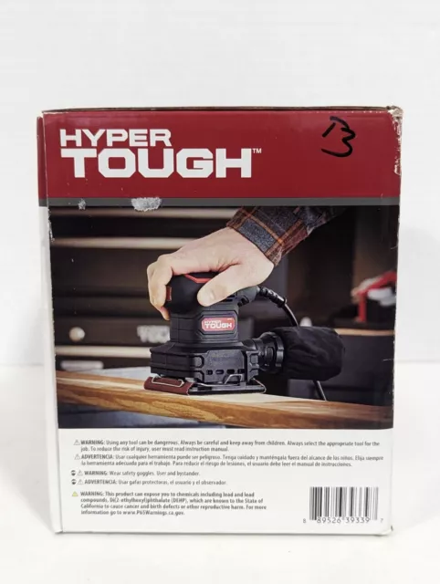 Hyper Tough 2 AMP Corded 1/4 Sheet Palm Sander with Dust Bag & 3 Sanding Sheets 2