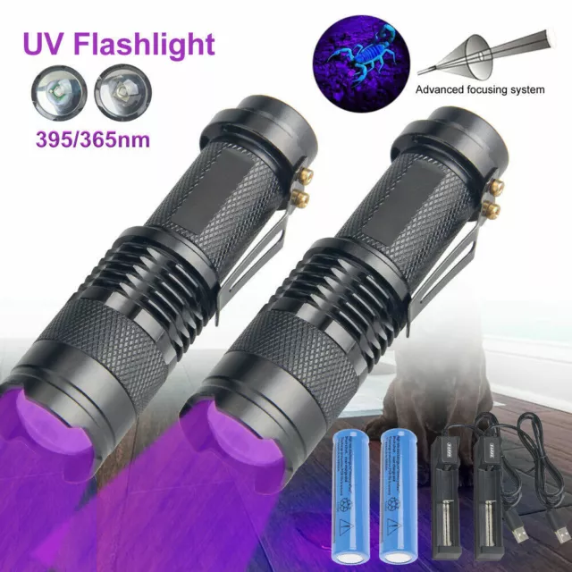 UV Ultra Violet LED Flashlight Blacklight Light 395/365nM Inspection Lamp Torch