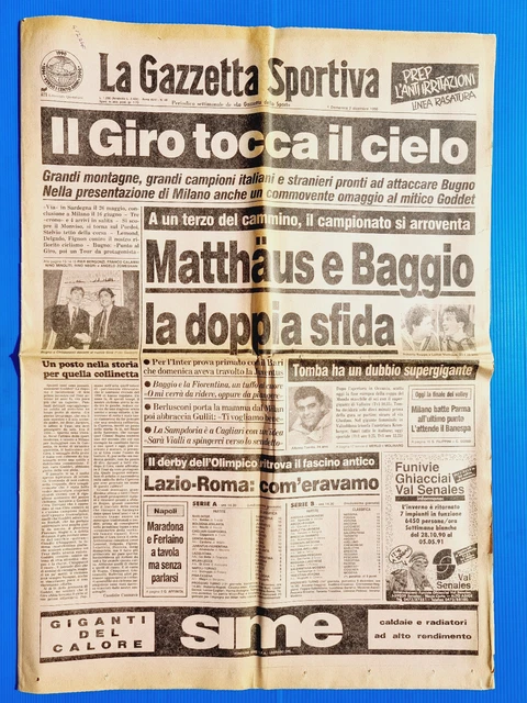 Gazzetta Dello Sport Du 27 Décembre 1991 - Mort Colaussi, Baggio, Gorbaciov