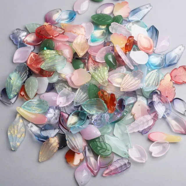 Flower Petal Pendants Charms Czech Glass Loose Beads DIY Jewelry Components 50g