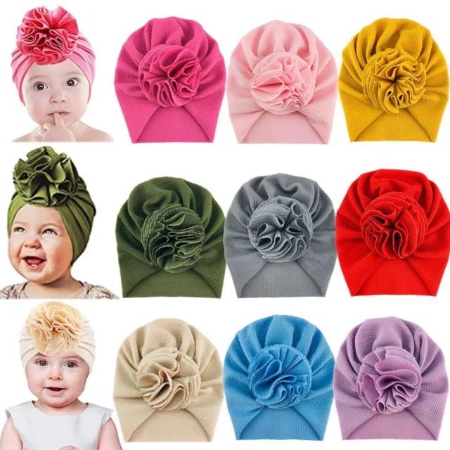 Baby Turban Hat Girl Infant Newborn Toddler Messy Flower Knot Headband TopKnot