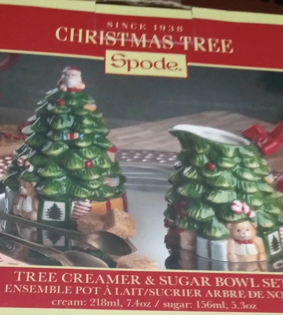 Spode Christmas Tree Hand Painted Sugar and Creamer Set NEW in BOX