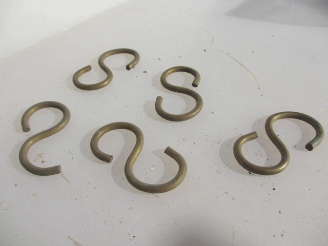 Vintage Brass Ceiling Hooks "S" Hangers Old Hook Hanger Storage 2.25"H 2