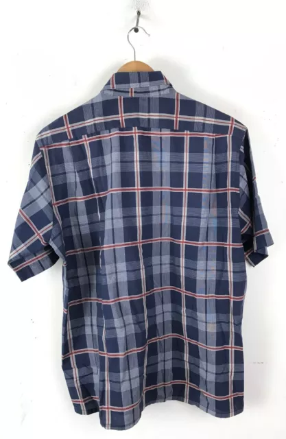 Vintage Christian Dior Mens Large Blue & Red Plaid Designer Button Down Shirt 3