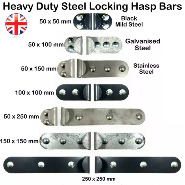 Security Hasps Heavy Duty Garage Shed Van Door Security Locking Bar & BOLTS