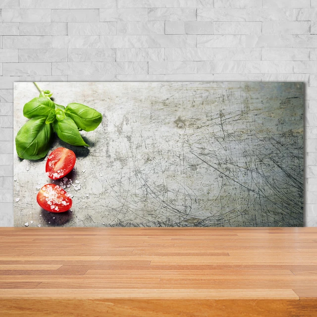 Moderno Protector Contra Salpicaduras de Vidrio 140x70 Albahaca de tomate