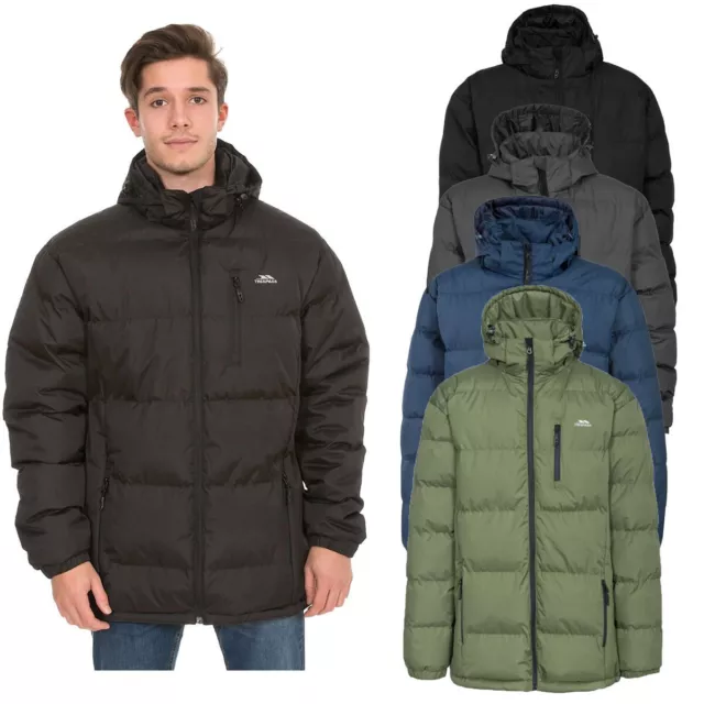 Trespass Clip warme gesteppte gepolsterte Pufferjacke für Herren | Mantel mit abnehmbarer Kapuze