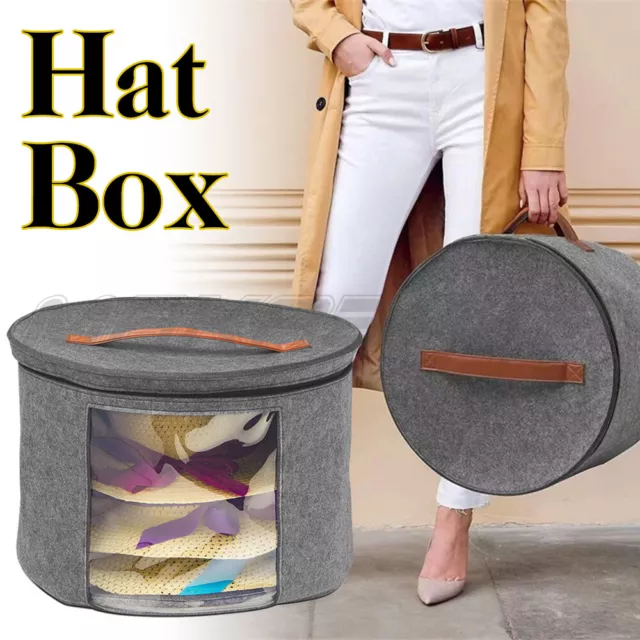 New Felt Hat Box Organizer Round Travel Hat Boxes Hat Boxes With Dustproof AU