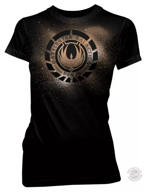 Battlestar Galactica Crest Splatter Juniors T-Shirt