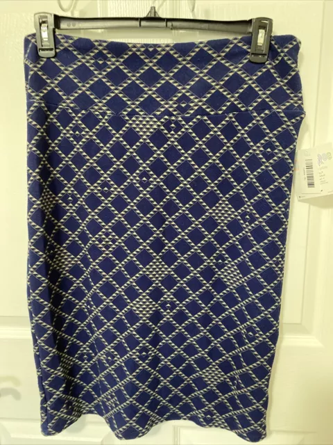 LuLaRoe Cassie Skirt XL Blue Gray Triangles Diamonds Pencil Stretch Textured NWT LuLaRoe Cassie Skirt XL Blue Gray Triangles Diamonds Pencil Stretch Textured NWT