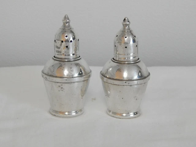 ANCIENNE Salière et Poivrière Sel Poivre en ARGENT STERLING Récipients en VERRE