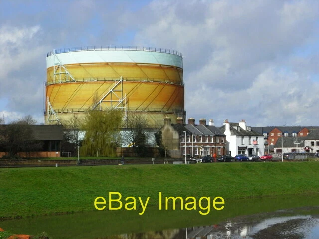 Photo 6x4 A now demolished gas holder near River Exe flood relief channel c2010