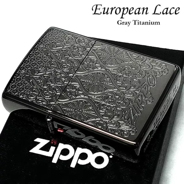 Zippo Oil Lighter European Lace Black Gray Titanium Coating Regular Case Japan