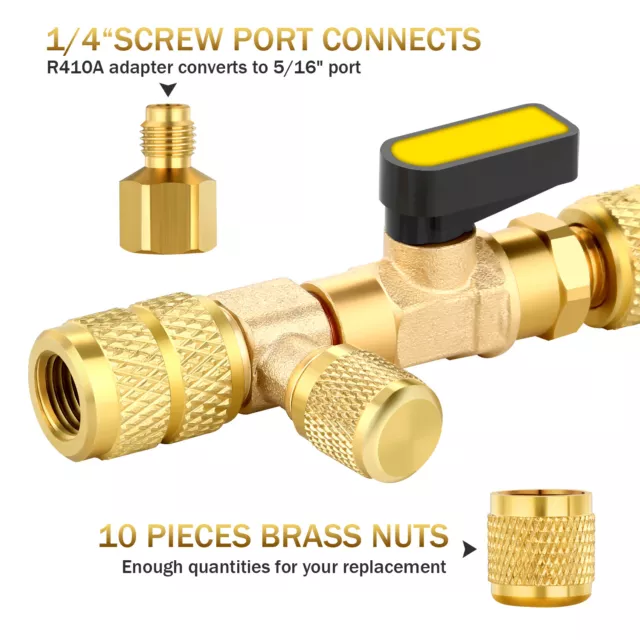 20PCS Valve Core Remover Installer Tool with Dual Size SAE 1/4 & 5/16 Port Nuts 3