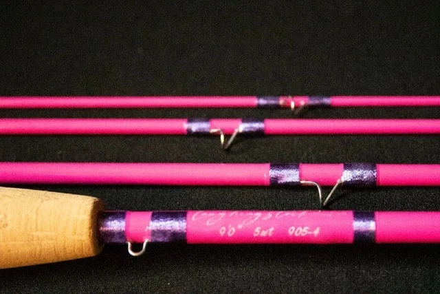 9ft 5wt Custom Fly Fishing Rod- Bright Pink with Cork Handle 9ft 5wt Custom Fly Fishing Rod- Bright Pink with Cork Handle