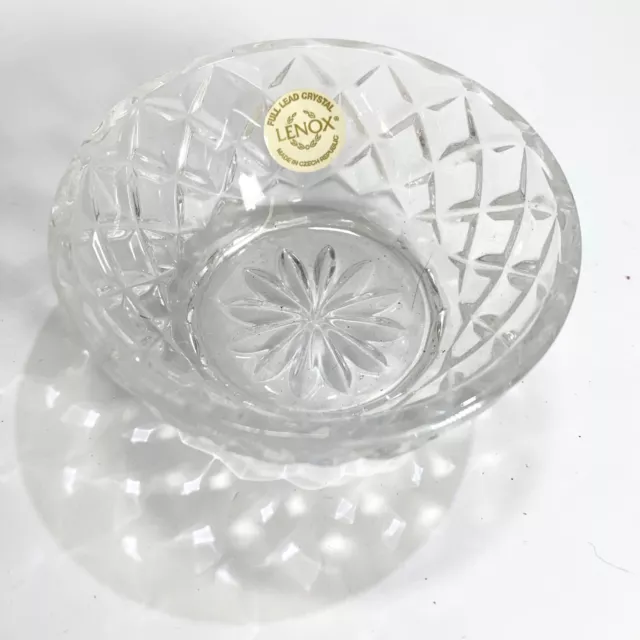 Vintage Lenox Crystal Diamond Pattern Bowl Nuts Candy Trinket Rings 3.5"