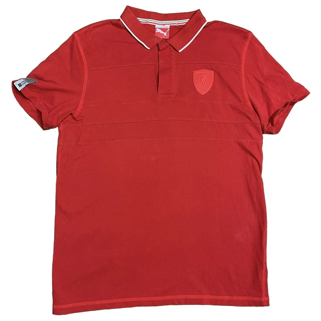 Puma x Ferrari Sports Lifestyle 10th Anniversary Collab Red Polo Shirt MEDIUM