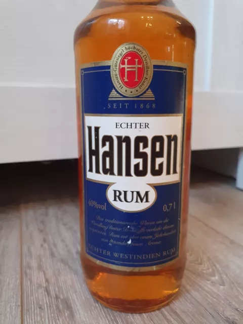 FÜR SAMMLER Der alte Hansen Rum (blau) 40 % 0,7 L , sehr Alt, aus Nachlass