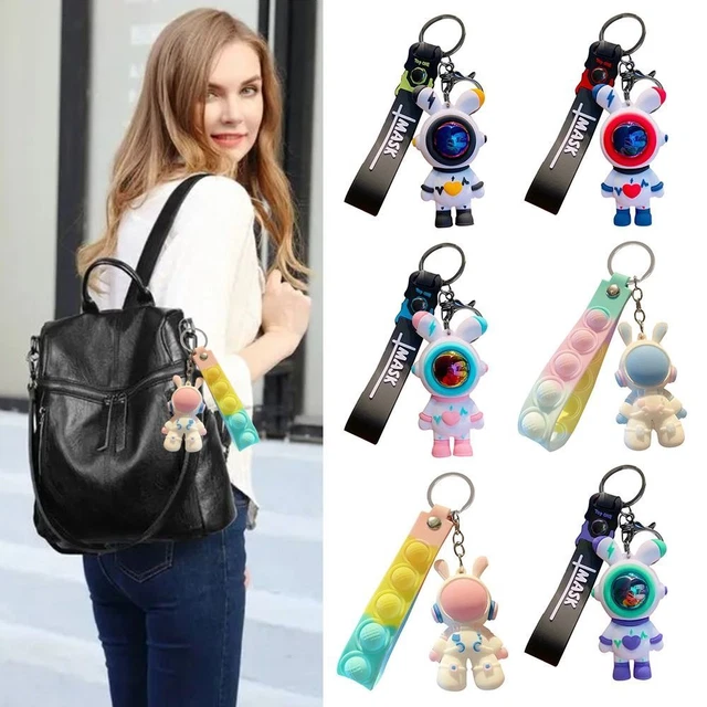 Porte-clés Bohème Fleur Turquoise Avec Clip - Pendentif Déco Pour Sac, Sac à Dos, Clés, Cadeau Femme Original
