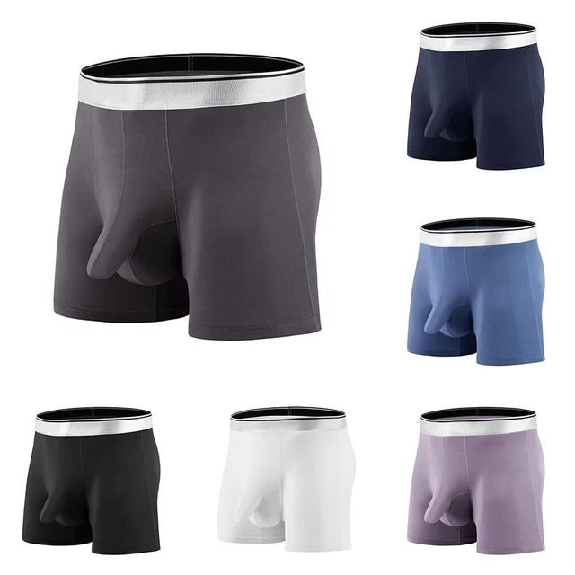 Men Underwear Long Legs Boxer Trunk Sport Soft Bulge Pouch Shorts Comfort Briefs