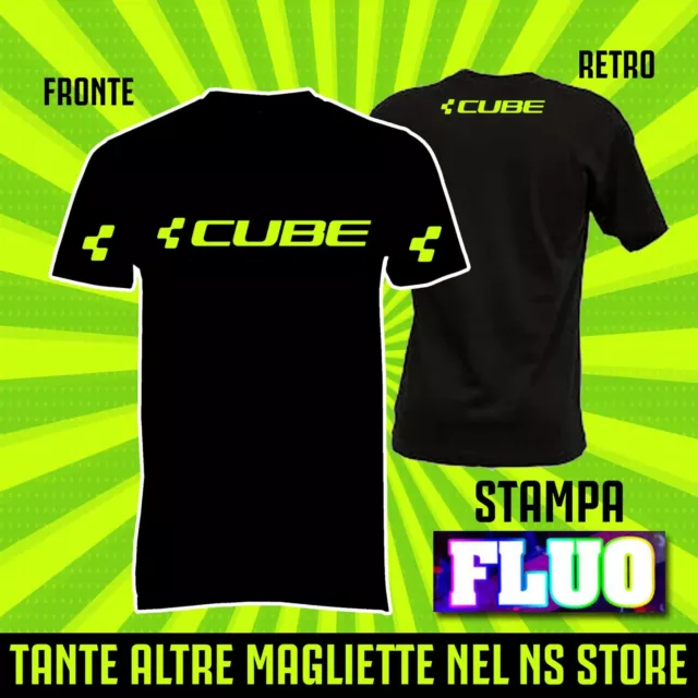 Maglia Maglietta T-Shirt Cube Bike Bici Mtb Uomo Donna Idea Regalo-Stampa Fluo