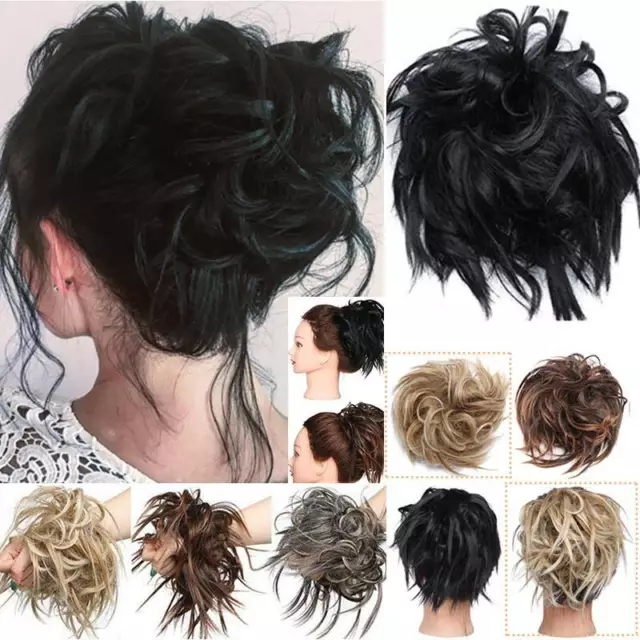 Large Thick Messy Bun Hair Scrunchie Updo Cover Wavy Curly Hair Extensions  NEW | eBay