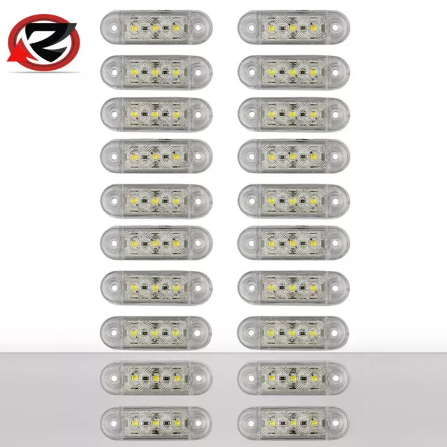 20x 3 LED Weiß Begrenzungsleuchten 12V 24V Positionsleuchten LKW PKW Anhänger