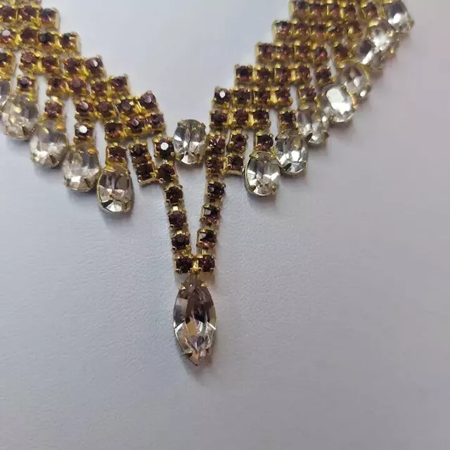 1960s Beautiful Amsel Designed Amethyst and Clear Drop Rhinestone necklace 2