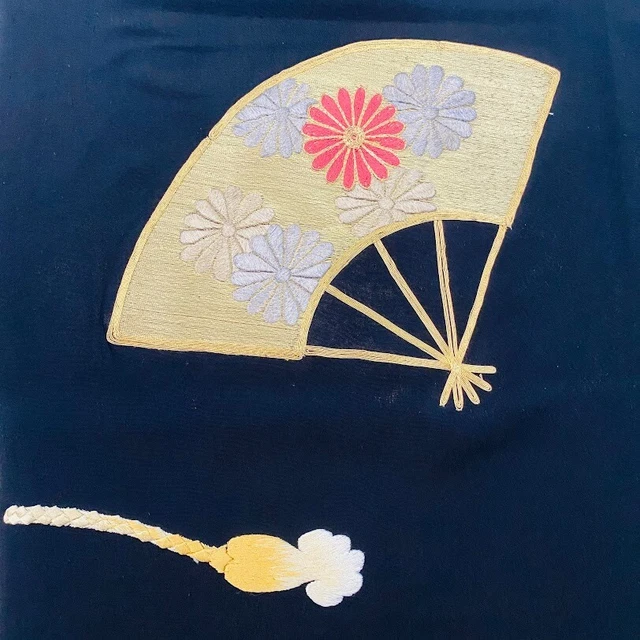 Radiance #B set 3.4yds LONG Vintage Tomesode Black Silk Kimono Fabric ToE28