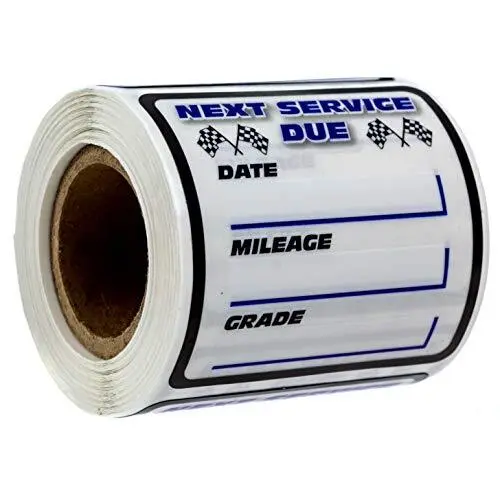 Oil Change/Service Reminder Stickers / 250 Clear Window Labels / 2 x 2 Checke...