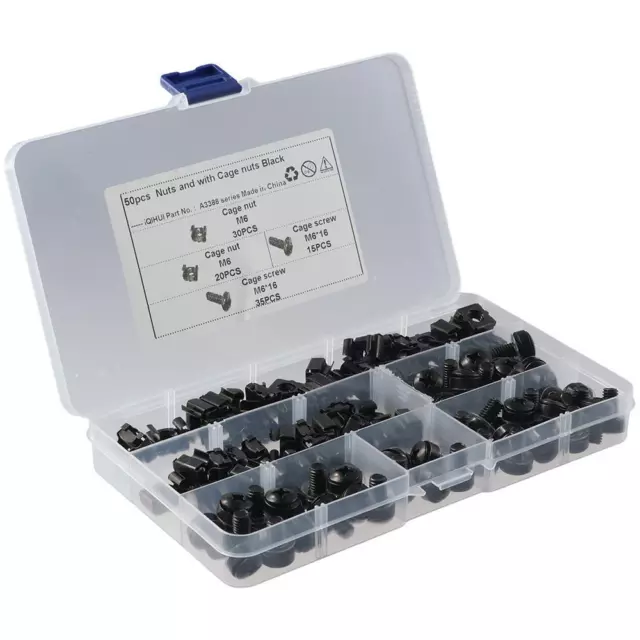 50 Pack M6 x 16mm Cage Nuts Bolts Washers Metric  Enclosures