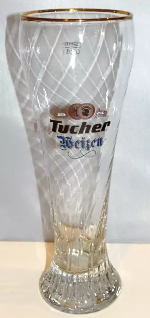 Tucher Weizen Tall Pilsner Beer Glass Gold Rim .5l