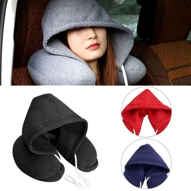 U-Shape Soft Comfortable Hooded Neck Travel Pillow Airplane Pillow with Hoodie