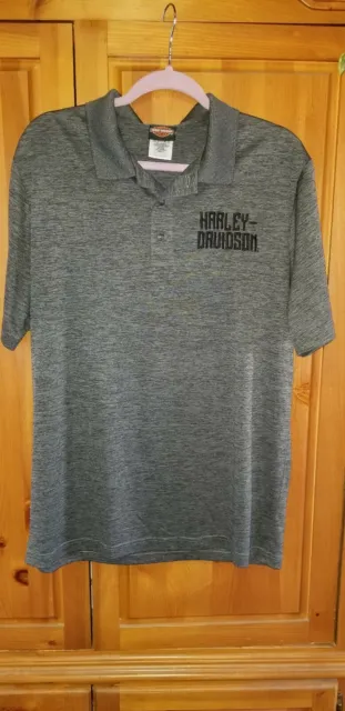 HARLEY DAVIDSON Mens size Large short sleeved POLO shirt motorcycle GRAY