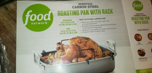 Roasting Pan With Rack, Food Network 17 X 13" Non-Stick Carbon Steel