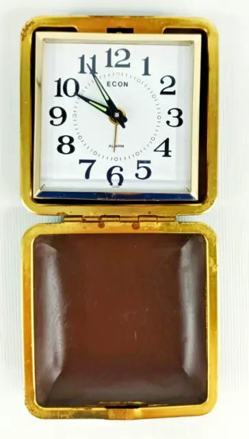 Mechanical Travel Alarm Clock By Econ Japan, Folding Original 1970s Working