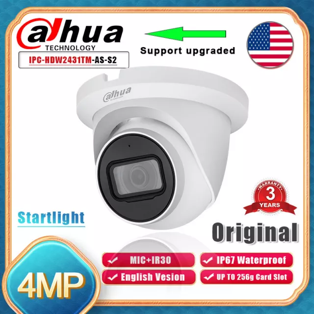 Dahua Original starlight IP Camera 4MP POE MIC HD IPC-HDW2431TM-AS-S2 IVS IR30m