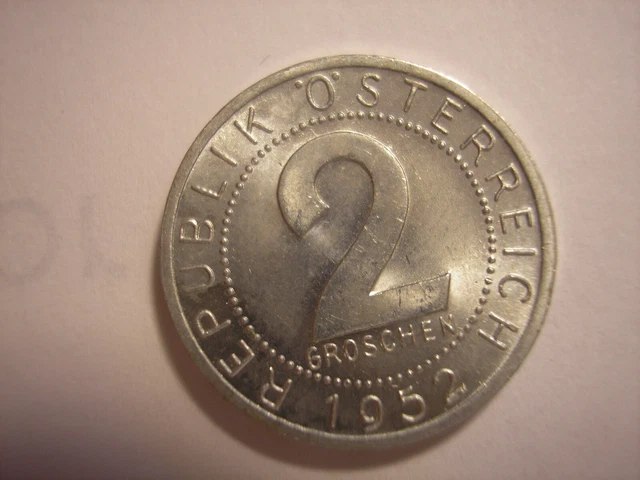 1952 Austrian 2 Groshen, KM# 2876, Vienna Austria