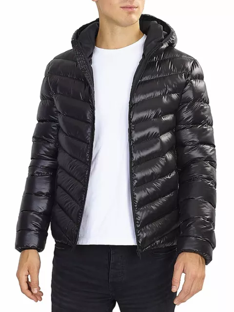 Boys Padded Puffer Coat Ages 7 8 9 10 11 12 13 Years Bubble Jacket Black Shine